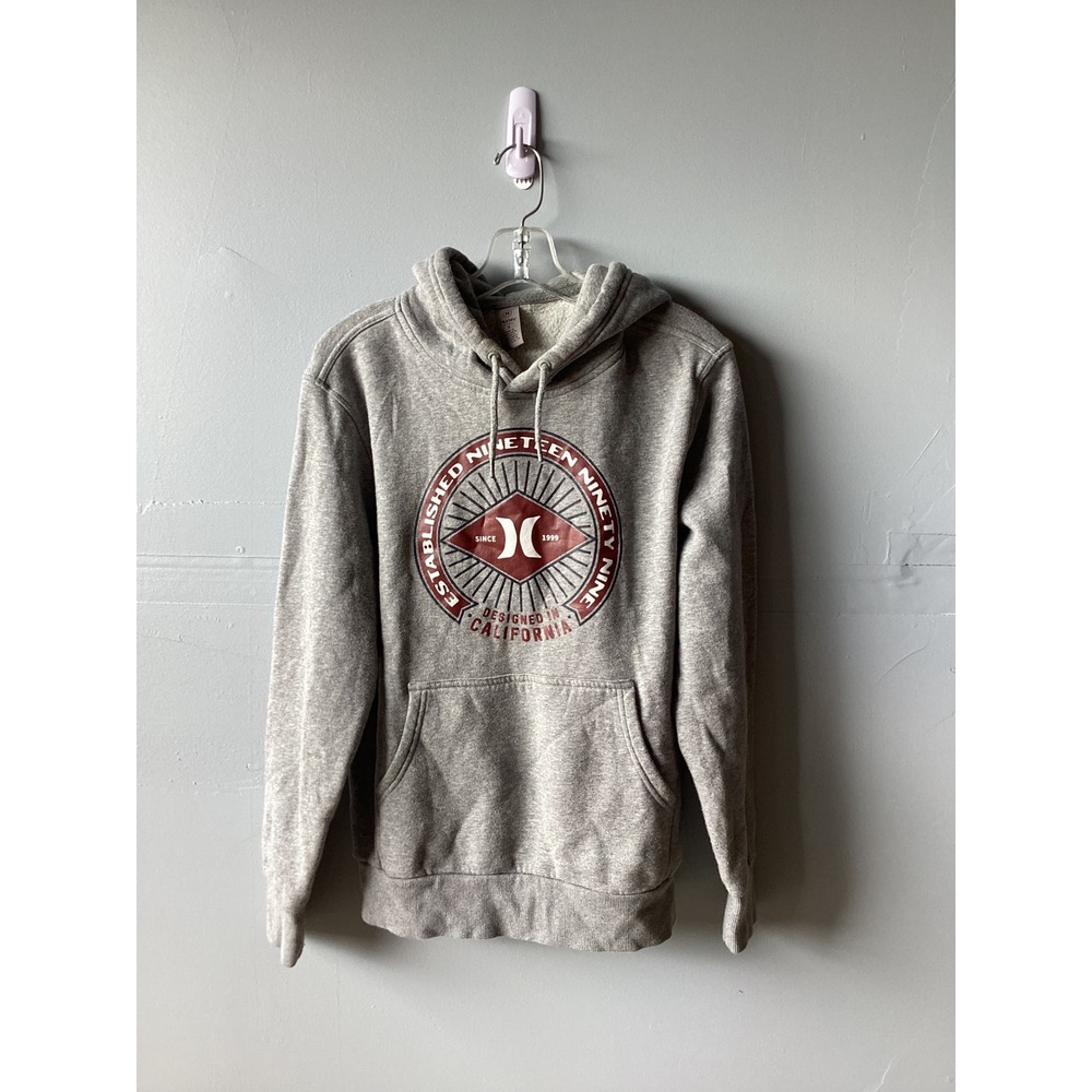 Hurley Mens Gray Graphic Pullover Hoodie Sweatshirt Size S California Surf Logo